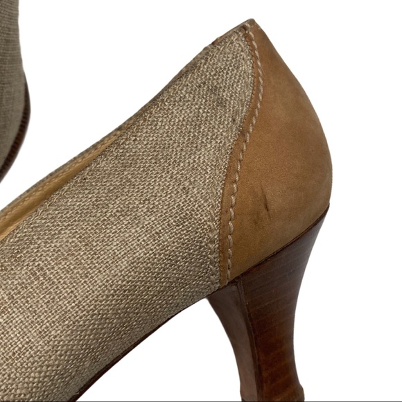 Gucci Vintage Authentic Neutral Blocky Suede Trim Square Toe Block Heels 39 - Picture 13 of 15